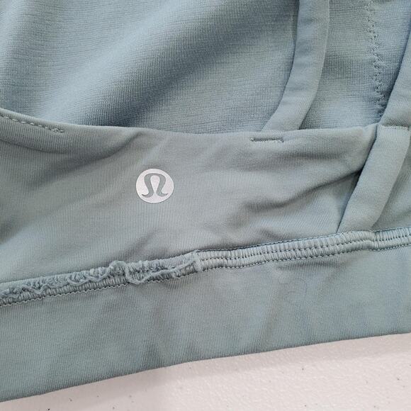Lululemon Sports Bra Womens 10 Sage Green High Neck Cross Back Strappy Yoga - Picture 5 of 7